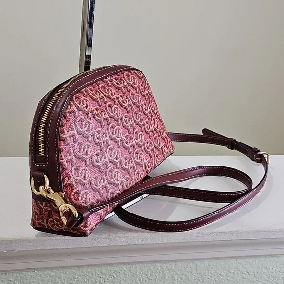 COACH CF343 MADI Crossbody Rouge Pink Canvas/Leather Monogram Print EUC - Picture 2 of 15